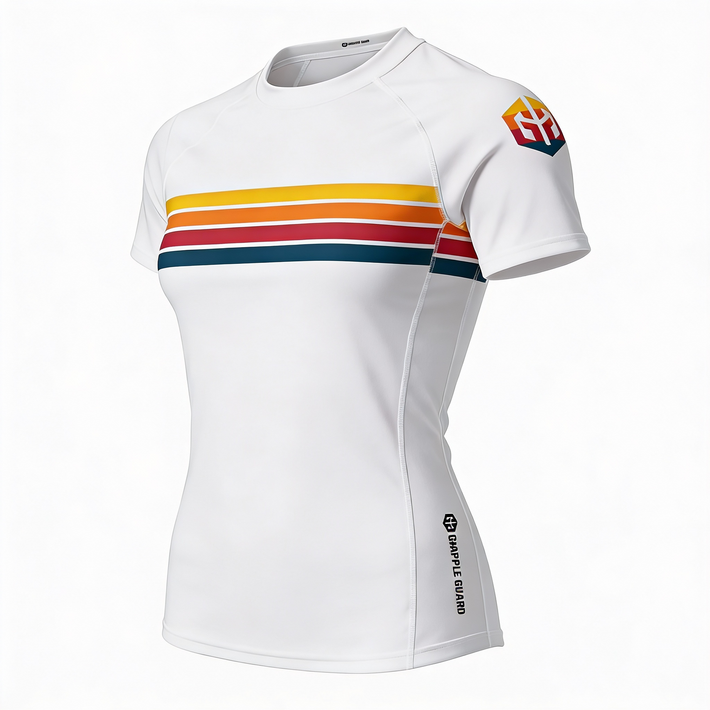 RETRO RAINBOW | WHITE RASH GUARD | SHORT SLEEVE
