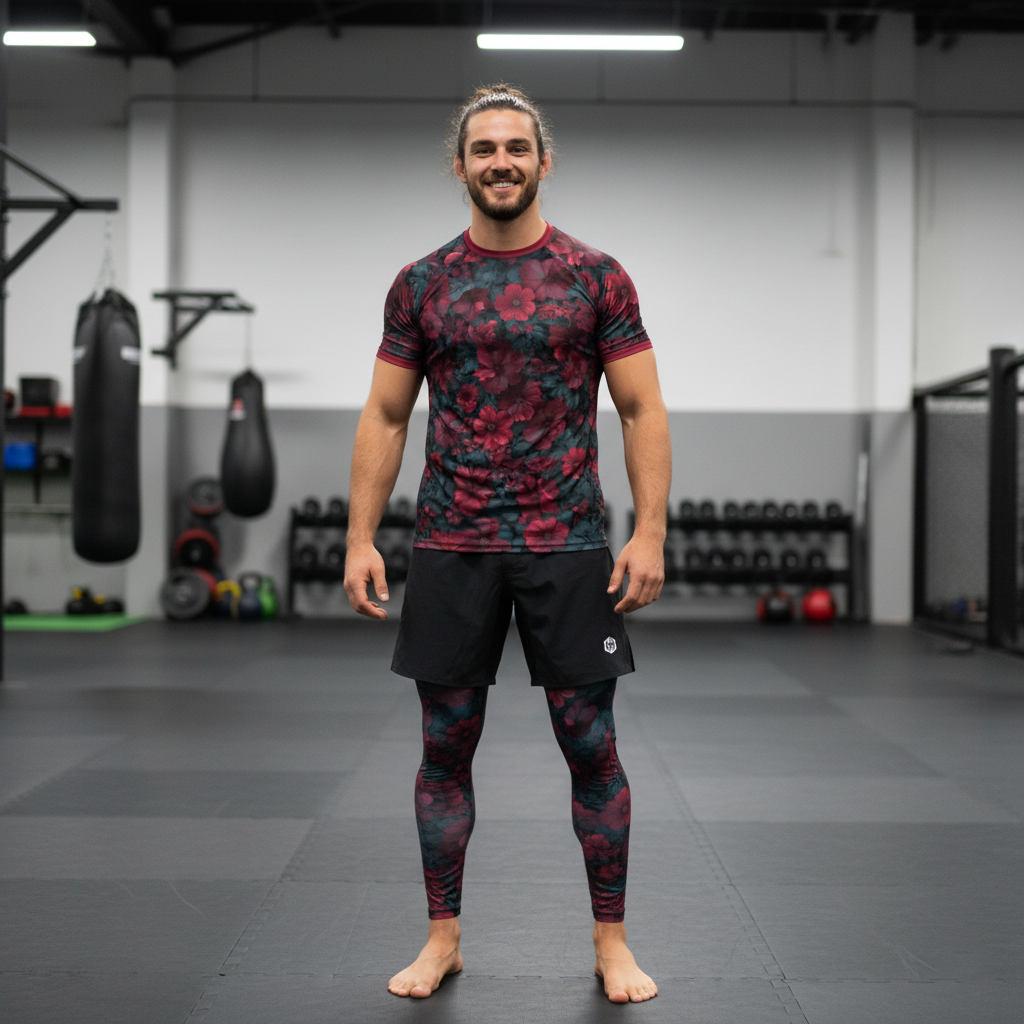 CRIMSON BLOOM | RASH GUARD & SPATS KIT | BUNDLE– Grapple Guard