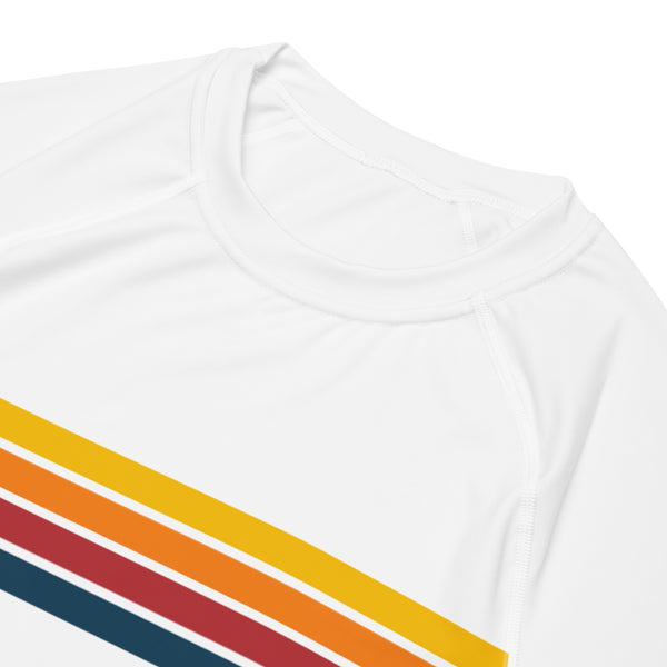 RETRO RAINBOW | WHITE RASH GUARD | SHORT SLEEVE